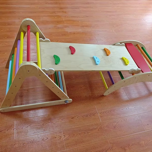 Kids Outdoor Wooden Climbing Frame - Set da Gioco Montessori 3-in-1 in